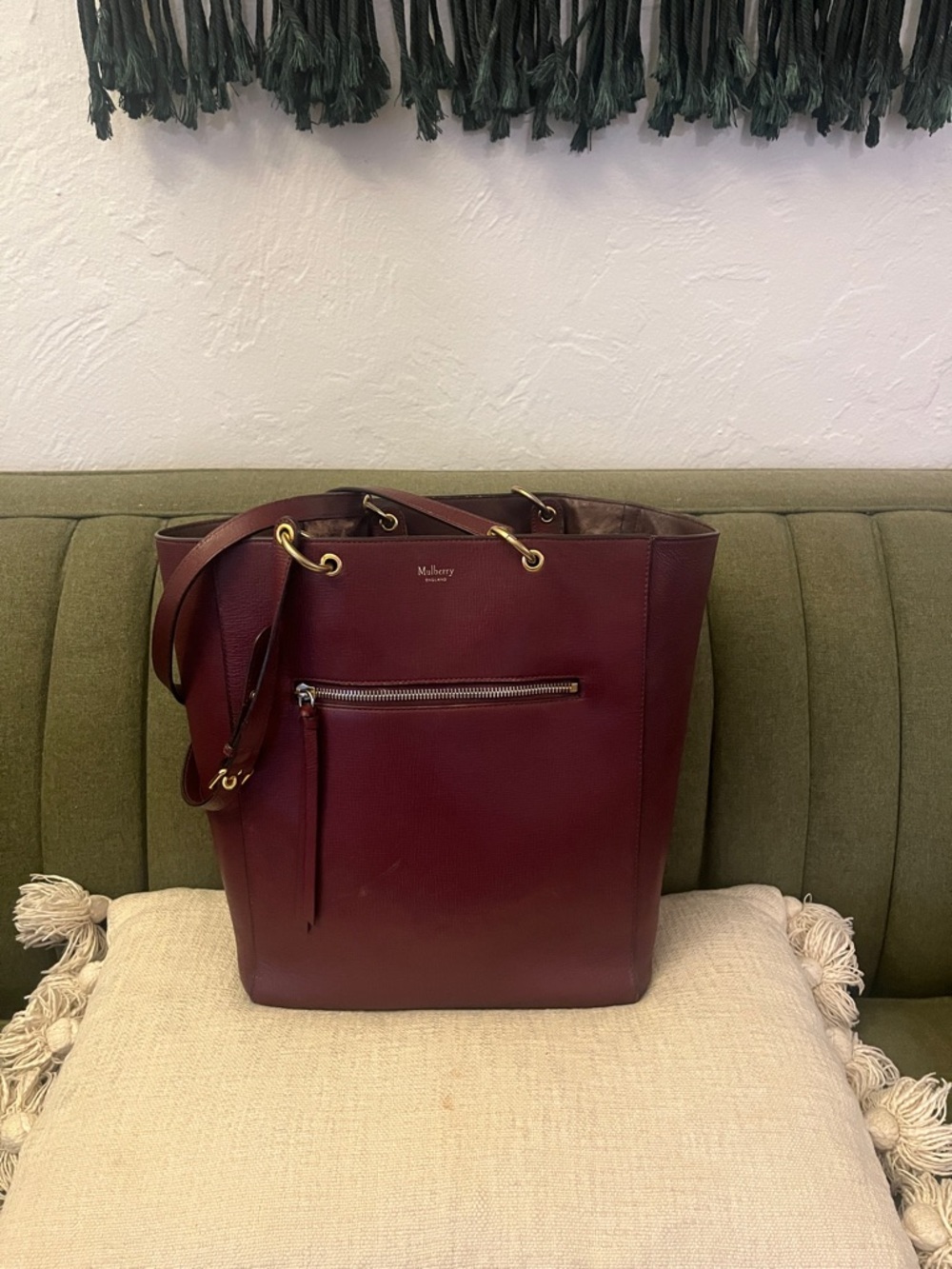 Mulberry Large Maple Tote in Burgundy Goatskin Leather. w Purple Pouch. Rare. - Picture 2 of 13